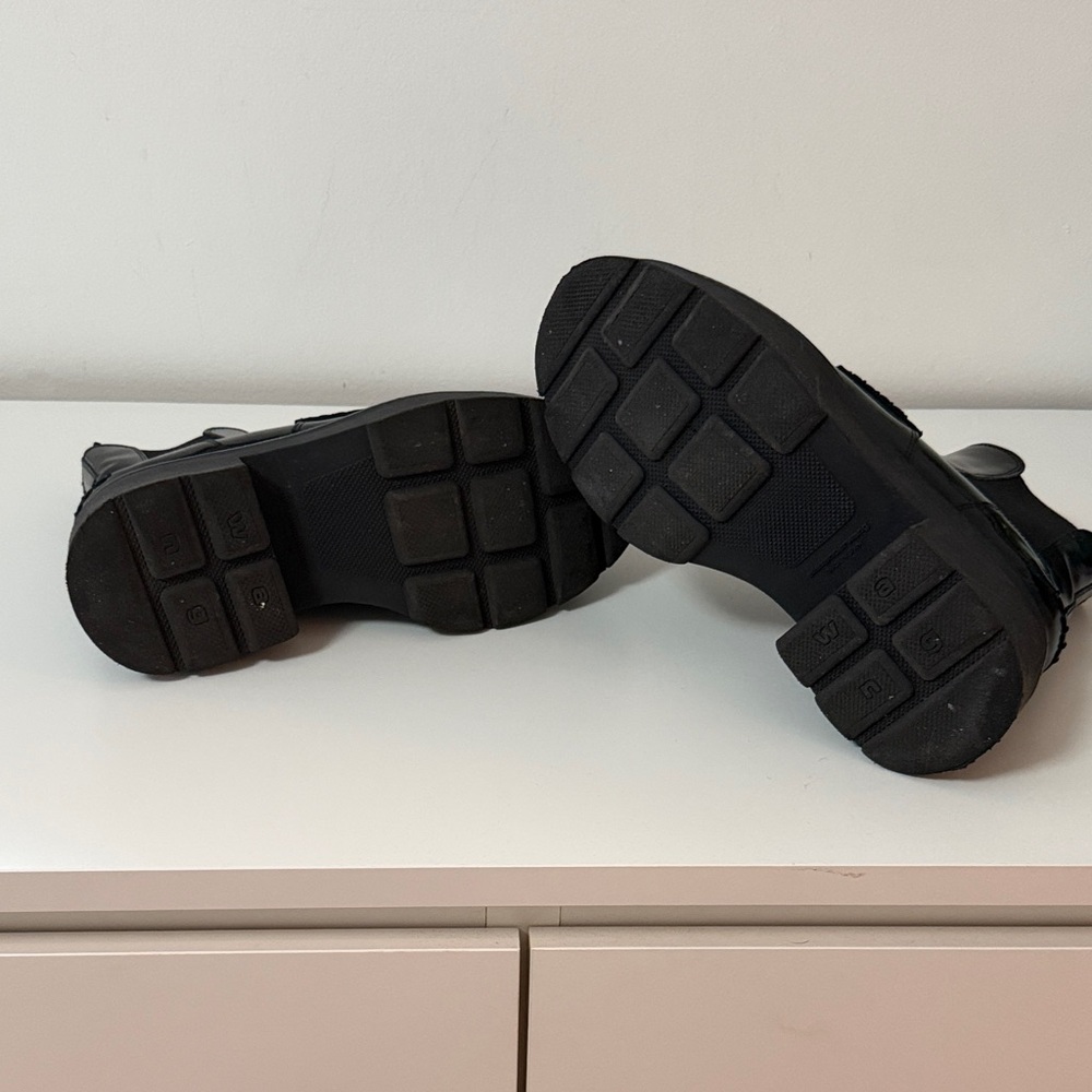 Alexander Wang Carter Leather Black Platform Ankle Boots - Picture 3 of 5